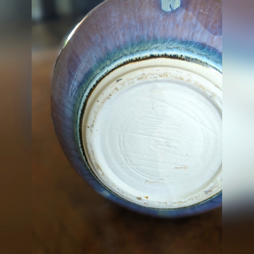 Artistic Artisan Bill Campbell Blue and Brown Ceramic Vase - Picture 6 of 6